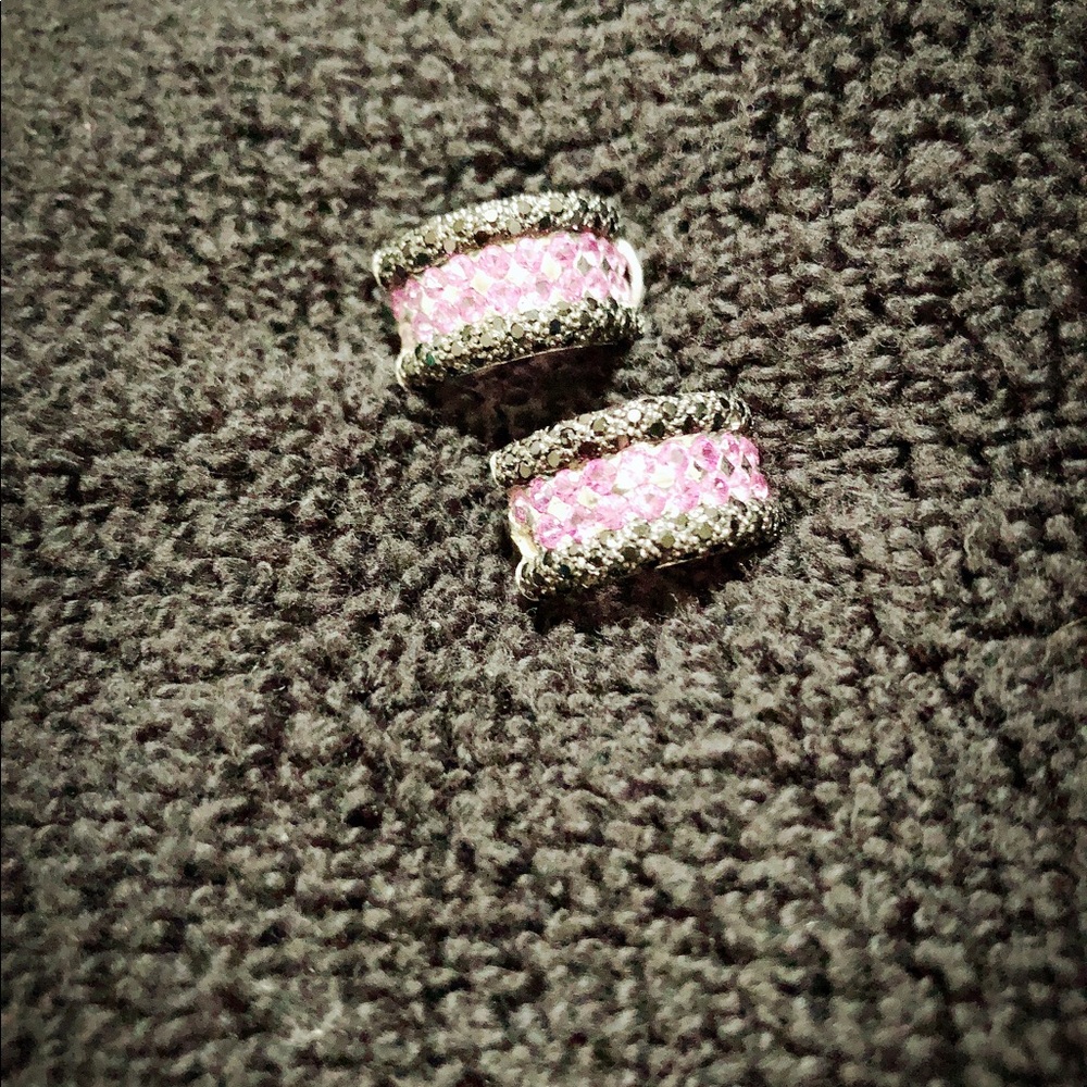 Pink and black diamond earrings